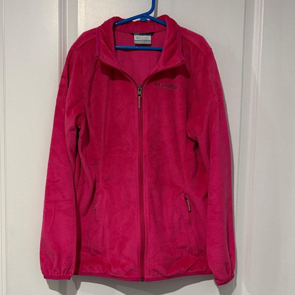 Columbia Vibrant Pink Full-Zip Fleece Jacket Kids Girls Size L (14/16)